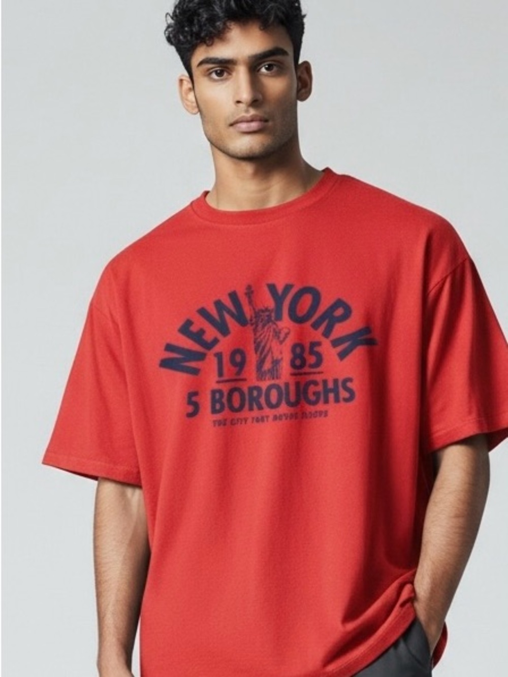 Red Graphic Men’s T-Shirt - New York 5 Boroughs